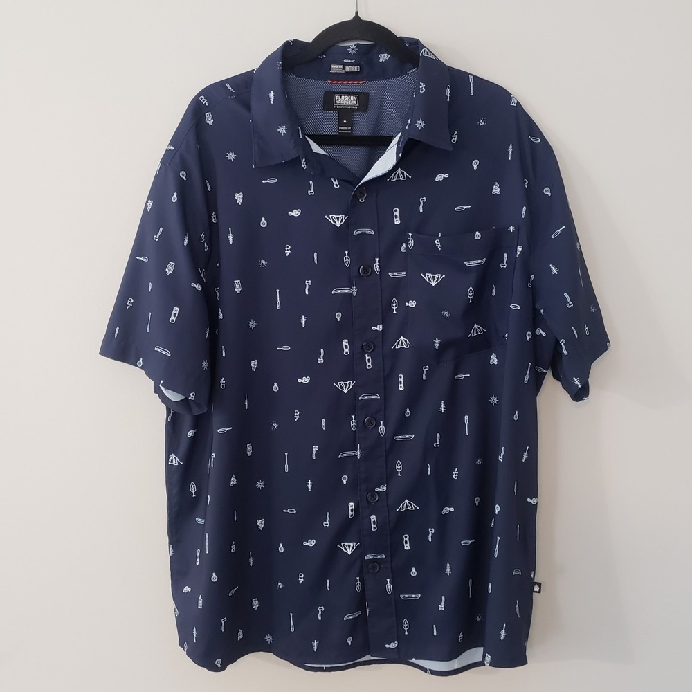 Deluth Alaskan Hardgear Untucked Mens Button Up Shirt XL Short Sleeve Vented